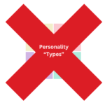 A red cross with the words " personality types " written underneath it.