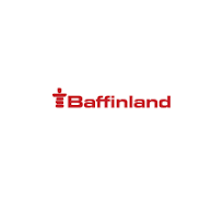 A red and white logo of the company baffinland.