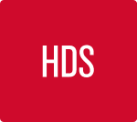 A red background with the word hds in white.